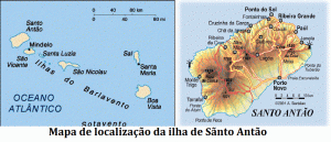 Mapa de localização da ilha de Santo Antão