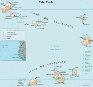 Mapa do arquipélago de Cabo Verde