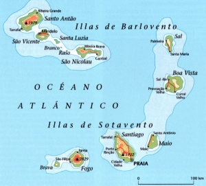 Mapa do arquipélago de Cabo Verde