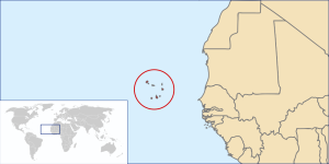 Cabo Verde e sua localização na costa ocidental africana