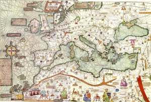 Mapa original do século XV que mostra a parte até então conhecida pelos europeus
