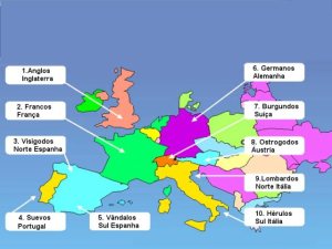 Fixação dos povos bárbaros nos antigos territórios que hoje constituem os atuais países europeus